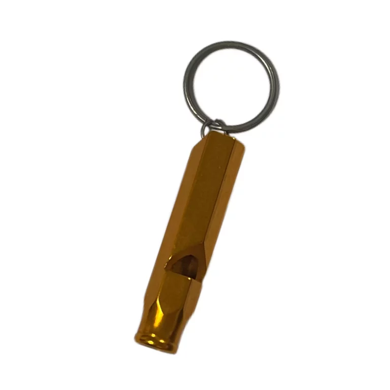 Golden Aluminum Whistle Keychain