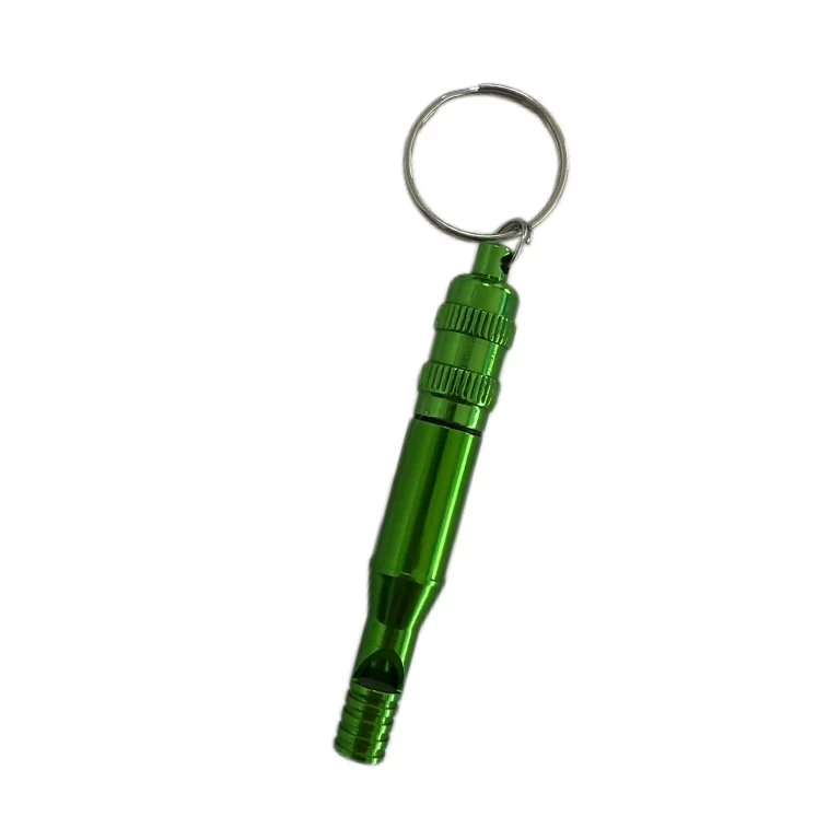 Green Aluminum Screw Whistle Keychain