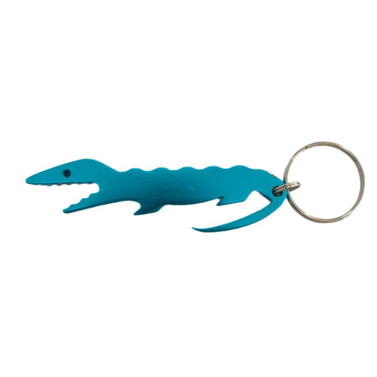 Teal Lizard Shaped Bottle Opener Keychain