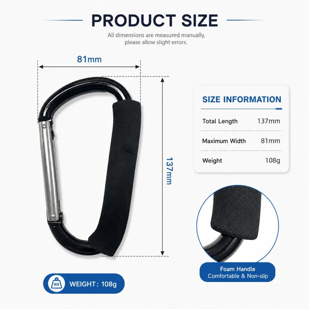 Foam Handle carabiner Size