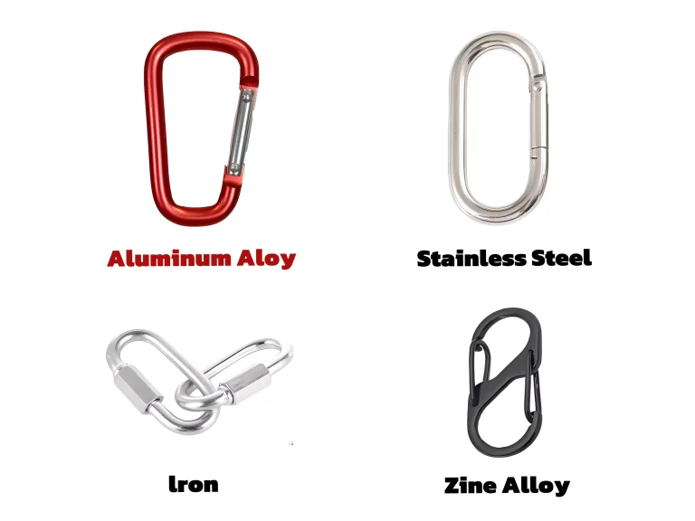 What are the advantages and disadvantages of different raw materials for carabiners?