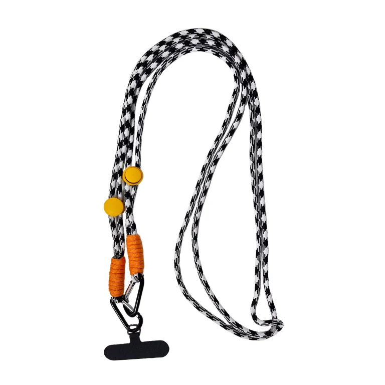 Adjustable Checkered Phone Lanyard with Aluminum Carabiner – Hands-Free Neck and shoulder Strap for Smartphones