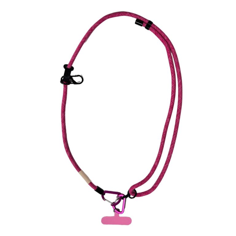 Hot Pink Phone Lanyard with Patch Pad | Vibrant Shoulder Strap for Mobile Phones | Factory Wholesale & Customization