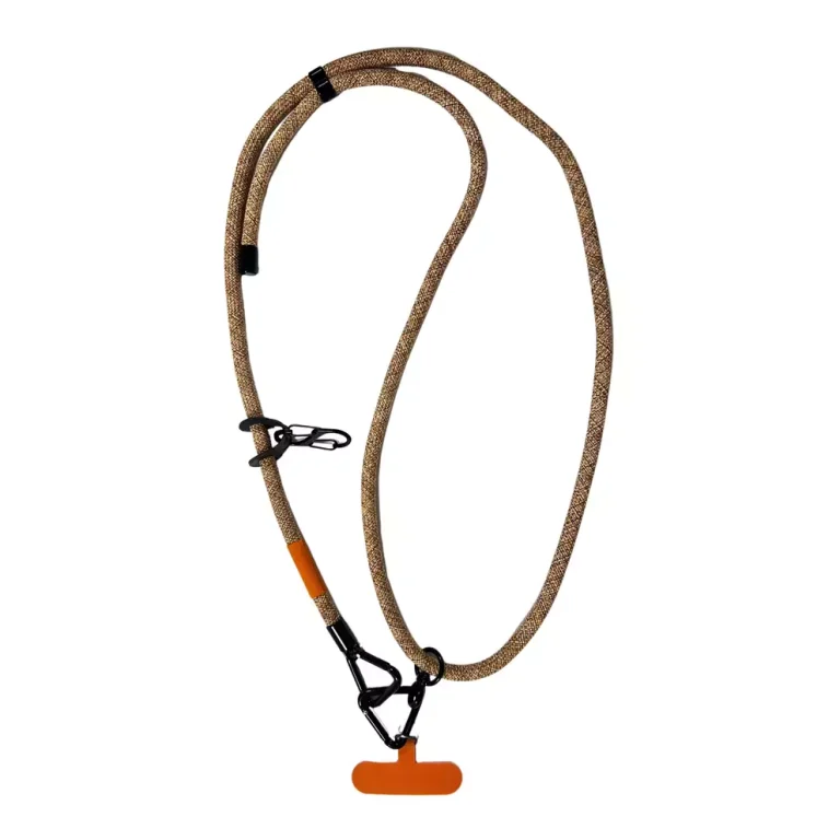 Brown Adjustable Phone Lanyard with Black Carabiner