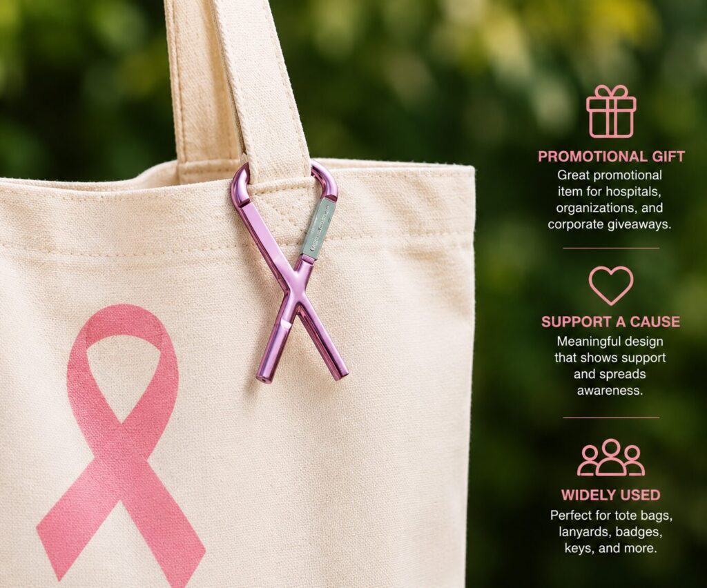 Pink Awareness Ribbon Carabiner 4