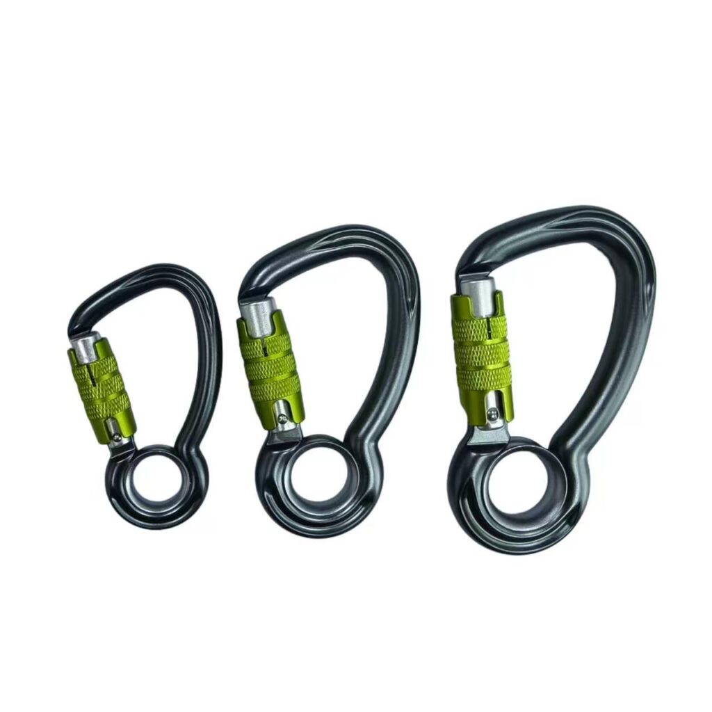 Aluminum Two-Step Locking Outdoor Carabiner with Eye Ring with diiferent sizes