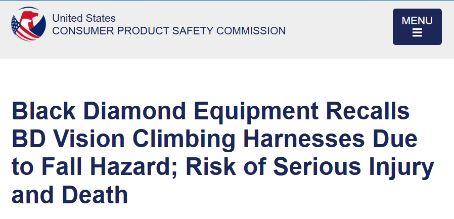 Why the Black Diamond Vision Harness Recall Is Still Worth Discussing